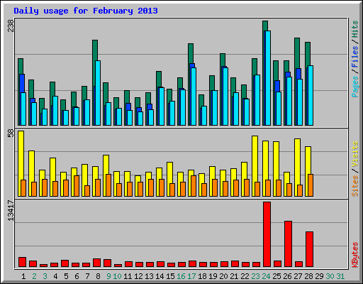 Daily usage for February 2013