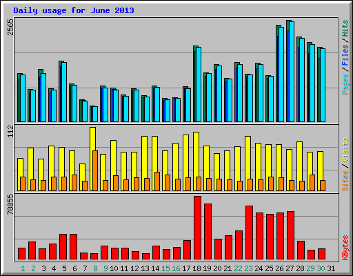 Daily usage for June 2013