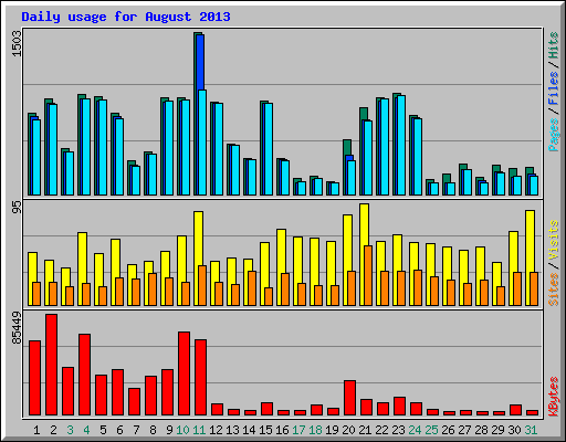 Daily usage for August 2013
