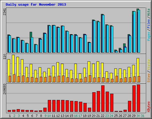 Daily usage for November 2013
