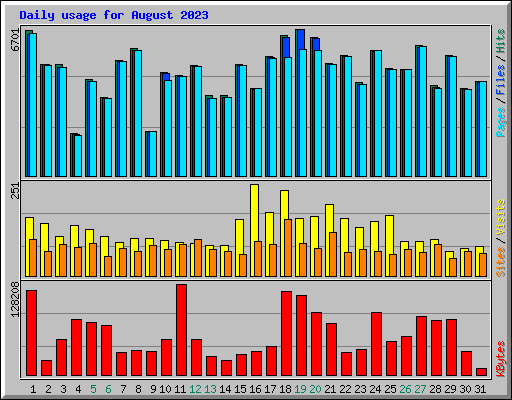 Daily usage for August 2023