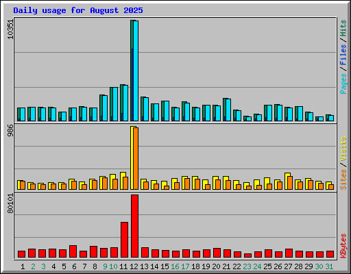 Daily usage for August 2025
