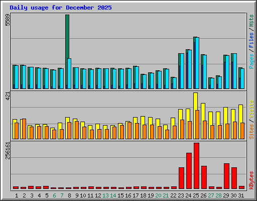 Daily usage for December 2025