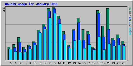 Hourly usage for January 2011
