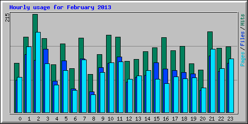 Hourly usage for February 2013